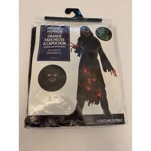 Hooded Horror Grim Reaper Halloween Costume Child L 12-14 Glow in the Dark Mask